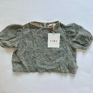 Tinycottons Meadow Puff Shirt | Short Sleeve, Floral | Almond & Blue | 2Y | NWT